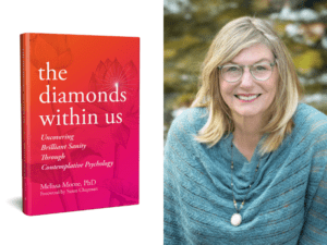 Image of the book, The Diamonds Within Us next to author photo of Melissa Moore