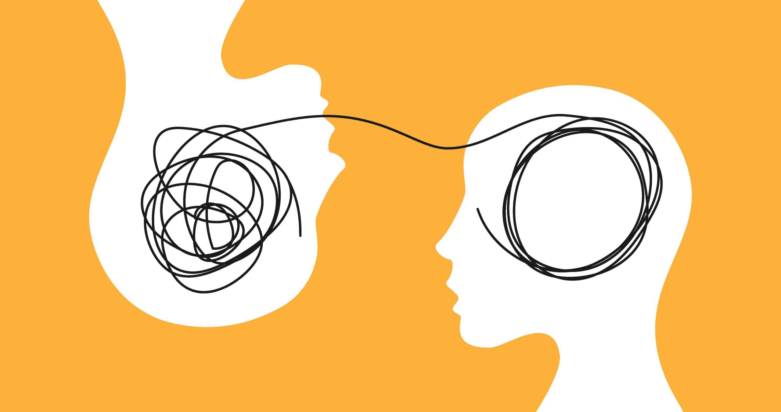 graphic of two heads communicating